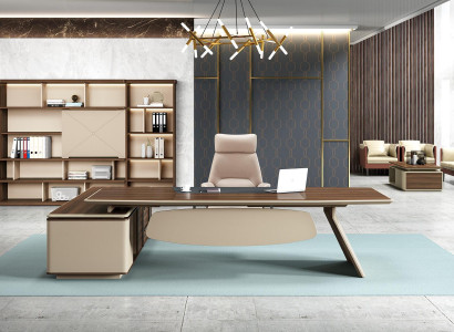 Büroeinrichtung 2tlg. Set Chef Tisch Aktenschrank Schreibtisch Tische Regal